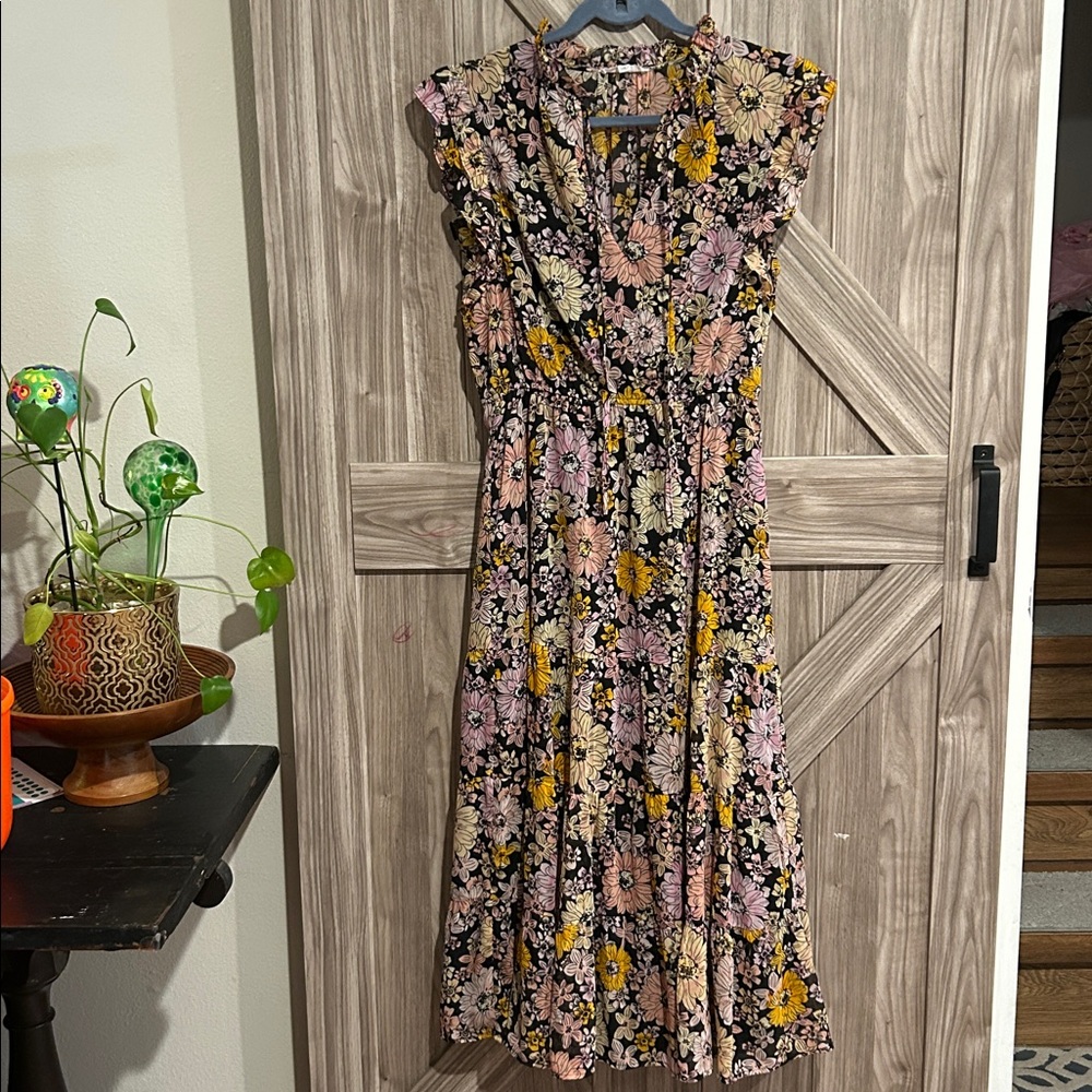 BB Dakota Floral Print Dress with Pink and Black